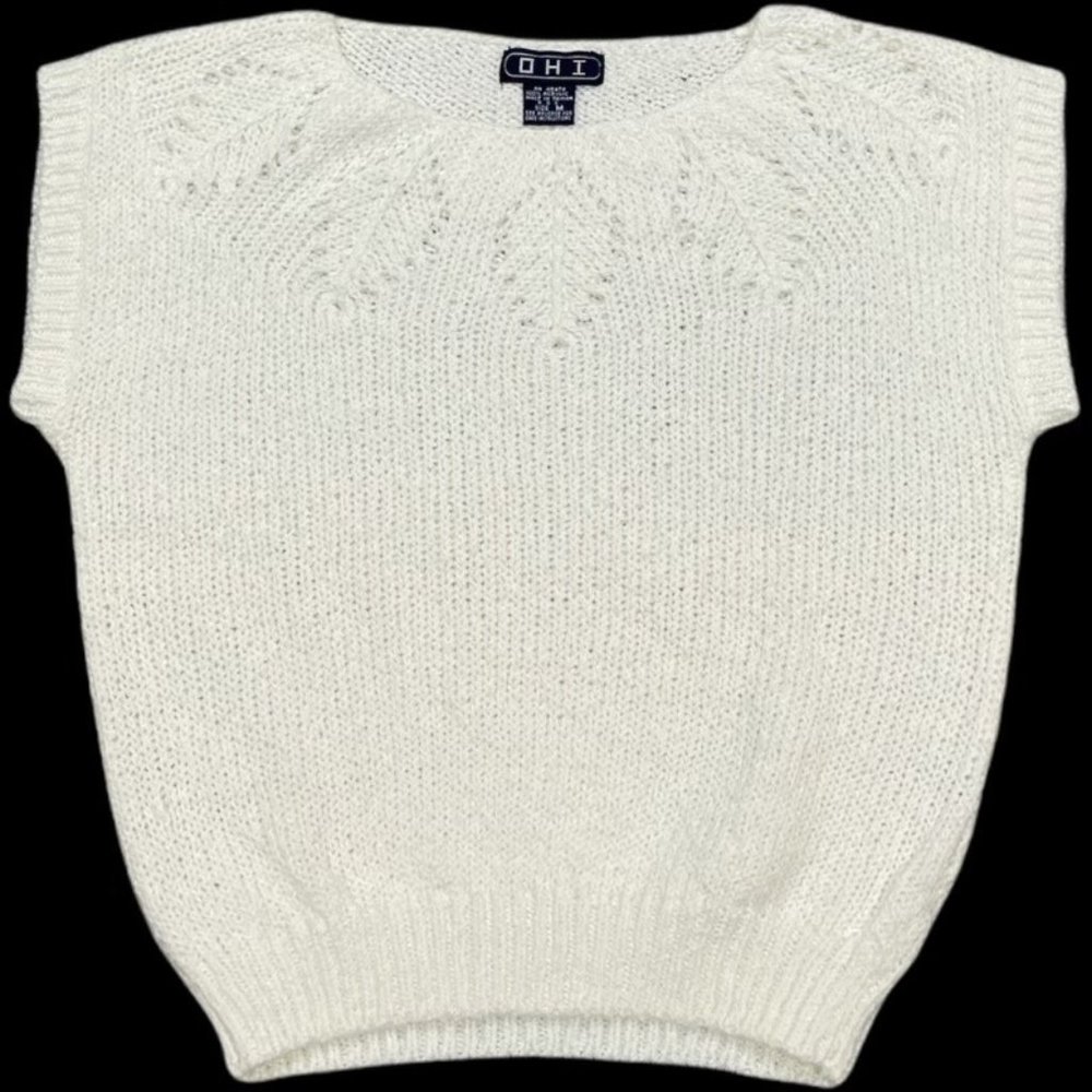 Vintage Cottagecore Knit Sweater Leaf Pattern Size M